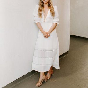 White Midi Reformation Ginny Dress